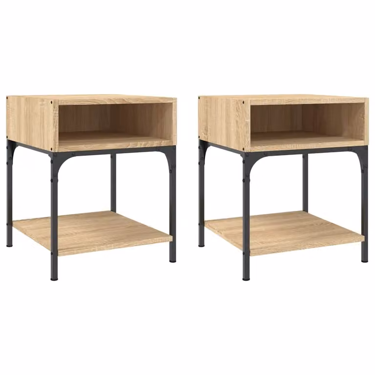 Berkfield Home Set of 2 Sonoma Oak Bedside Tables in Brown, W/D/H: 40 x 41 x 50 cm