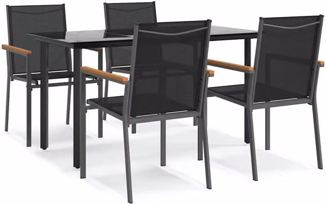 Berkfield Home 5 Piece Modern Garden Dining Set in Black Textilene and Steel – 1