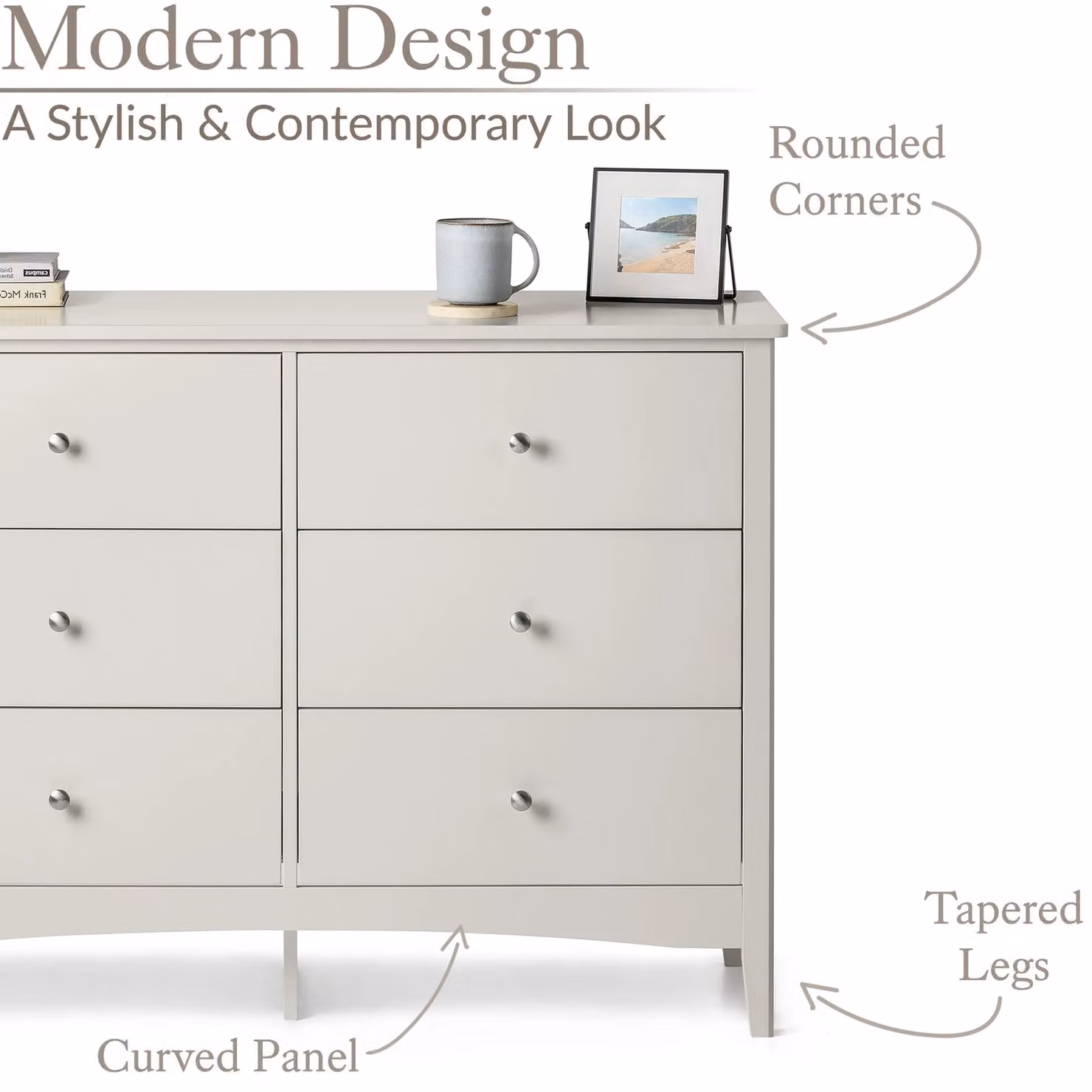 Christow Modern 6 Drawer Chest of Drawers in Sand – 2