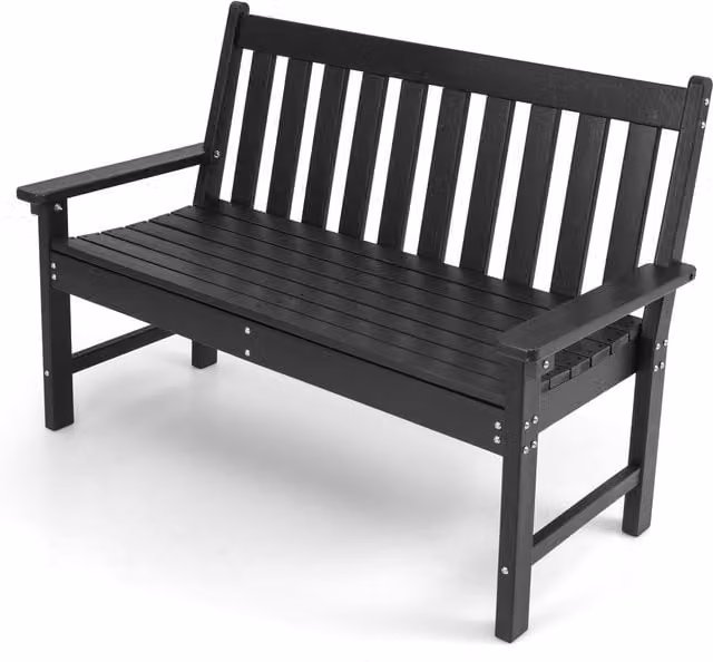 COSTWAY Modern 2-Person Patio Loveseat Chair in Black