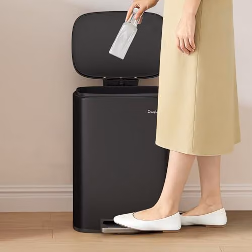 MCC Direct 12L Black Steel Pedal Bin with Soft Close Lid and Removable Inner Bucket – 4