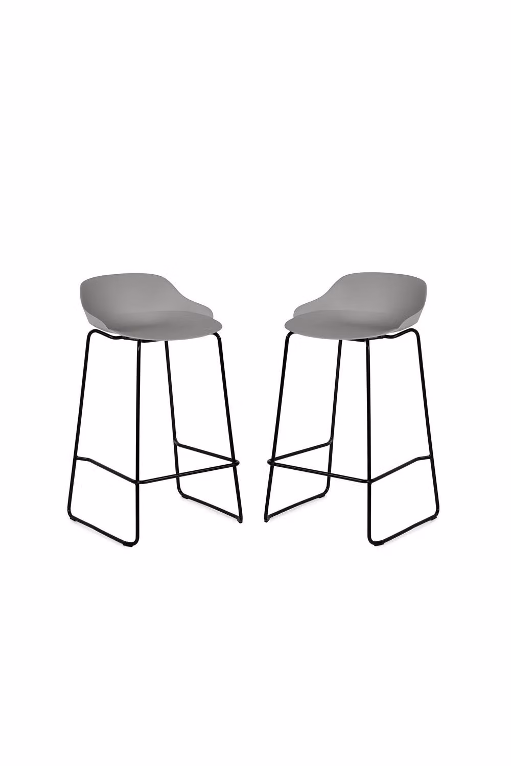 Julian Bowen Rocco Plastic Bar Stools, Set of 2, Light Grey, H 83 x W 48 x D 49 cm – 2