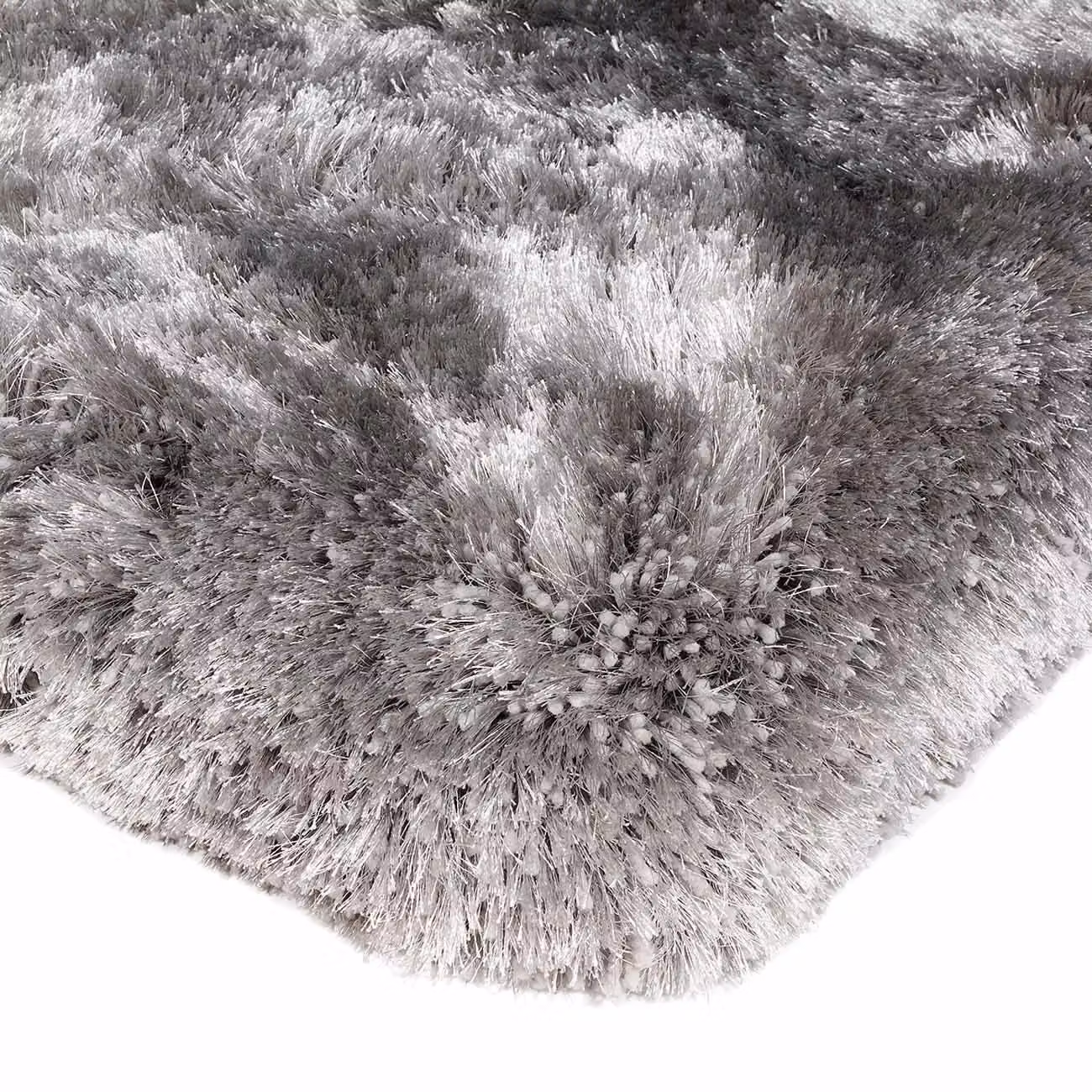 The Rug Shop UK Handmade Plain Shaggy Sparkle Luxurious Anti-Shed Area Rug in Silver, W: 140 cm, L: 200 cm – 2