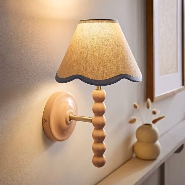 ValueLights Bobbins Rose Wall Light with Trim Scallop Shade in Blue