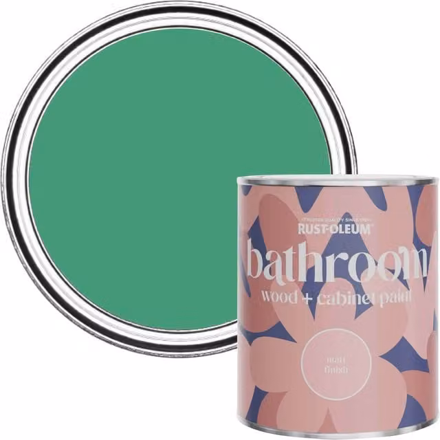 Rust-Oleum Moisture Resistant Bathroom Wood and Cabinet Paint in Matt Finish, Green, 750ml – 1