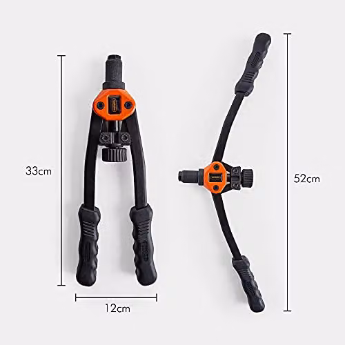 VonHaus Black Rivet Nut Gun Set with 150 Assorted Rivnuts and 7 Metric Mandrels (M3 to M12) and Carrying Case – 8
