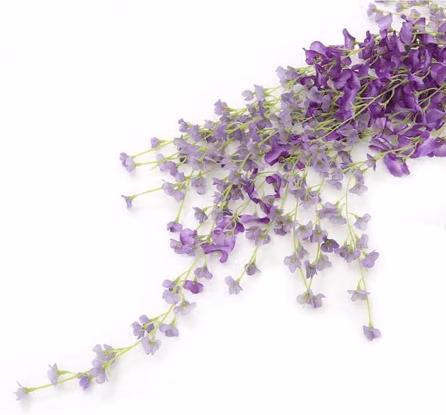 Livingandhome Set of 24 Purple Hanging Artificial Wisteria Floral Vines