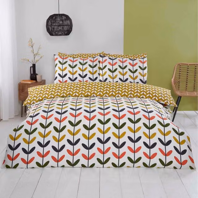 Rapport Home Jules Reversible Floral Microfibre Polyester Duvet Set with Pillowcase, Multicolour, Duvet Cover W/H: 180 x 200 cm, Pillowcase W/H: 50 x 75 cm