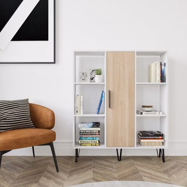 Decorotika Peoria Modern MDF Bookcase in Blue and White