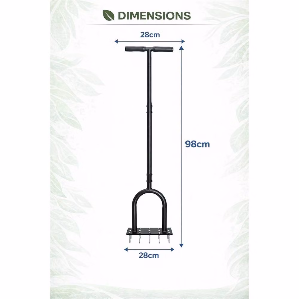 Nordara Manual Lawn Aerator Tool with 15 Steel Spikes and T-Handle in Black – 2