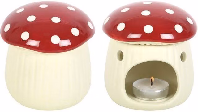 KDMD Mushroom Shaped Ceramic Tealight Oil Burner in Beige – 1