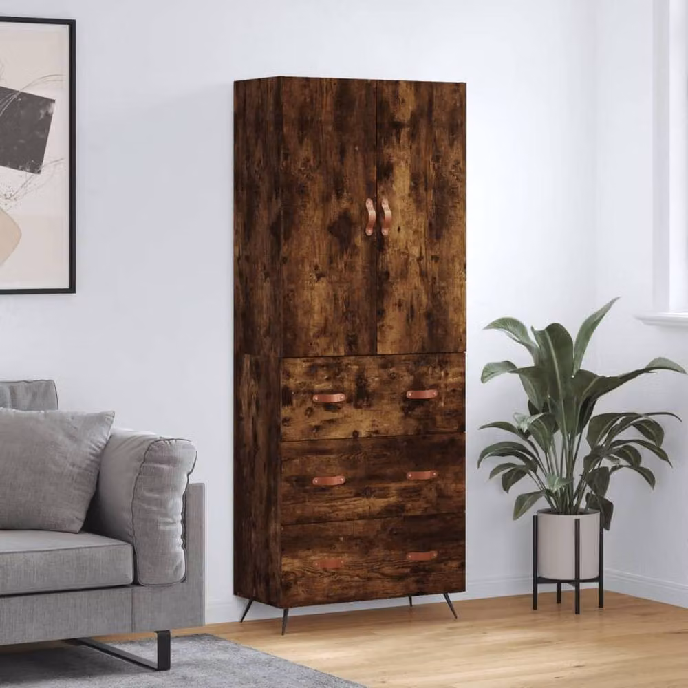 Berkfield Home Smoked Oak Highboard in Brown, W/D/H: 69.5 x 34 x 180 cm – 2