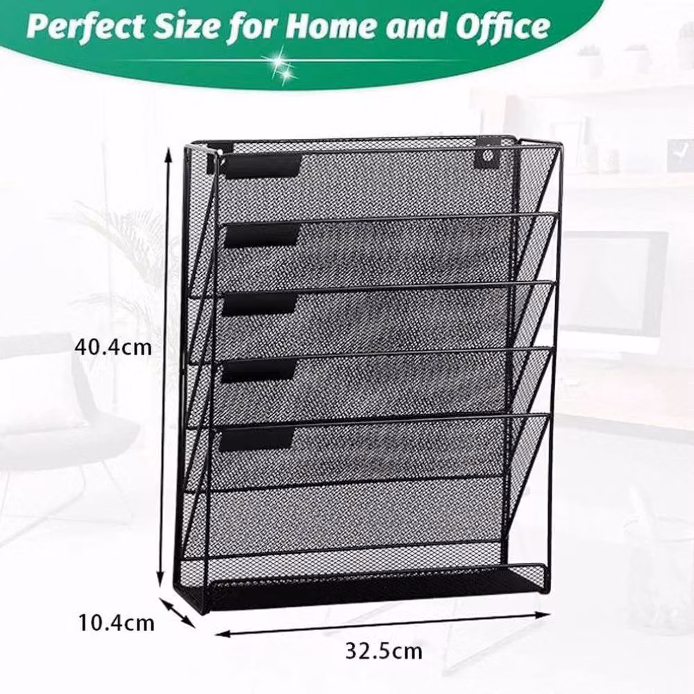 NESTLUNE 6 Tier Metal Office Filing Trays and A4 Letter Rack Desk Organiser in Black – 2