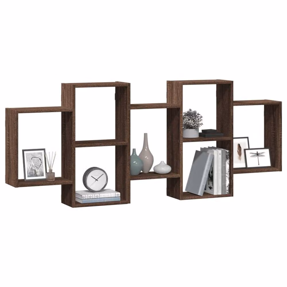 Berkfield Home Wall Mounted Shelf in Brown Oak, W/D/H: 159 x 18 x 65 cm – 3