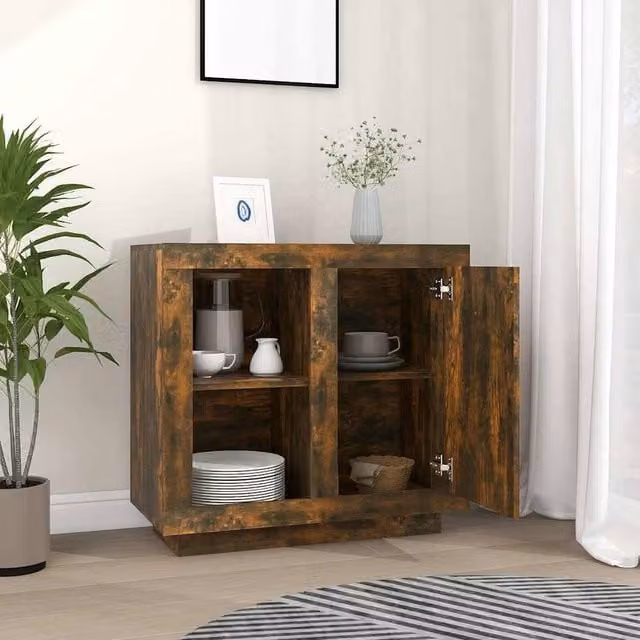 Berkfield Home Smoked Oak Sideboard in Brown, W/D/H: 80 x 40 x 75 cm – 1