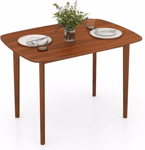 Kelvenix Rectangular Rubberwood Kitchen Table in Brown, W: 110 cm, H: 77 cm