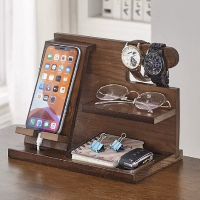 Jaoyeh Trading Ltd Multi-Compartment Wooden Desktop Organiser, Brown