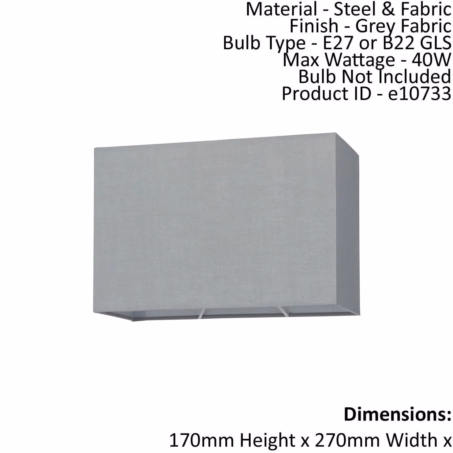 Loops Modern Rectangular Lamp Shade in Grey Cotton Fabric for E27 Bulbs – 2