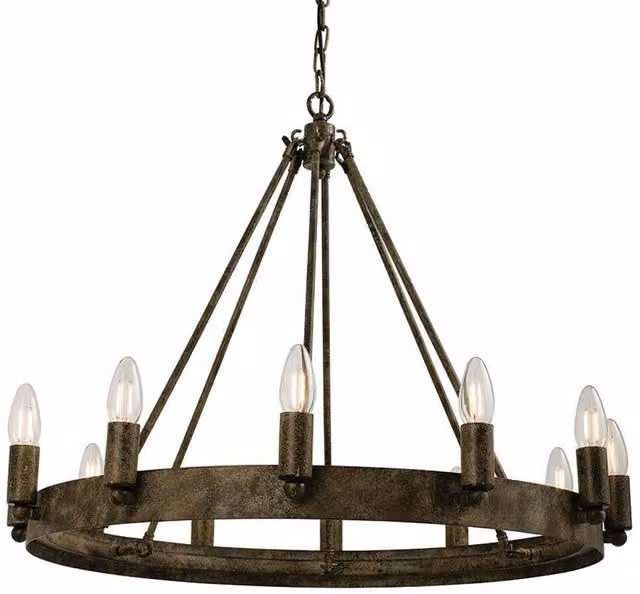 Loops 12 Light Bronze Metal Candle Ring Ceiling Pendant Lamp with Adjustable Height