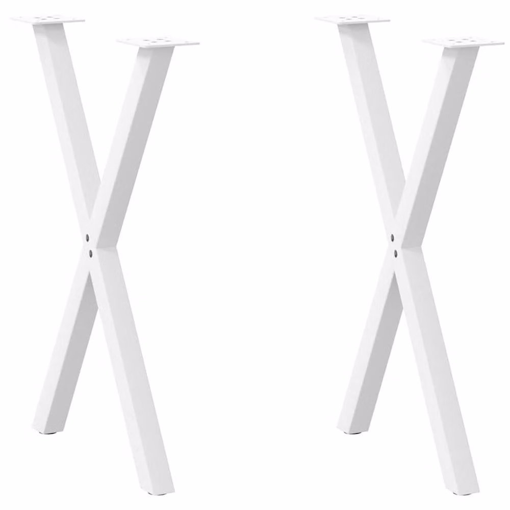 Berkfield Home X-Shaped Dining Table Legs, 2 Piece Steel Set, White, W: 60 cm, H: 72.5 cm