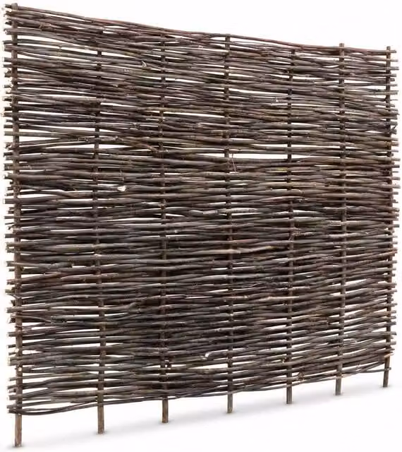 Natural Brown Woven Wood Capped Hazel Hurdle Fence Panel W: 243.84 cm, H: 182.88 cm