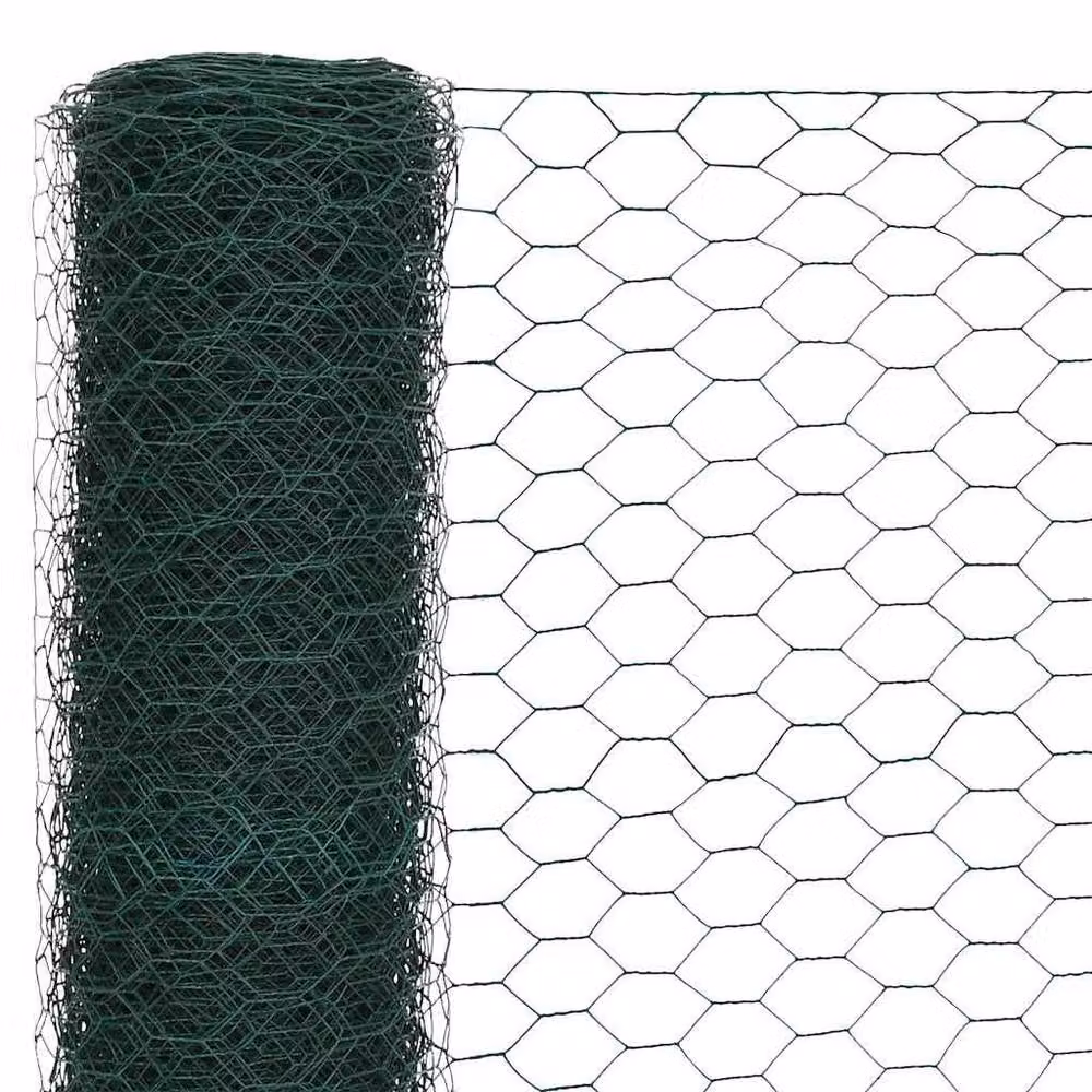 Berkfield Home Green PVC Coated Steel Chicken Wire Mesh Fence, 25 x 1.2 m – 3