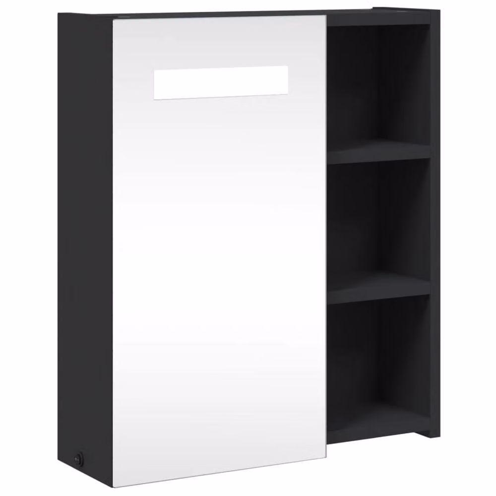 Berkfield Home Modern Black Bathroom Mirror Cabinet with LED Lighting, W: 45 cm, D: 13 cm, H: 52 cm – 2