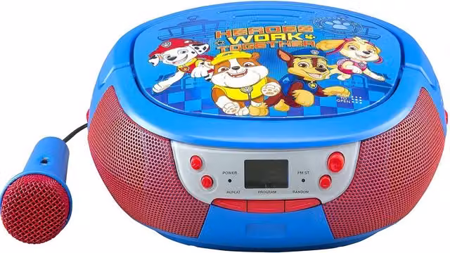 EKIDS Paw Patrol CD Boombox with Microphone and 3.5 mm Jack in Blue