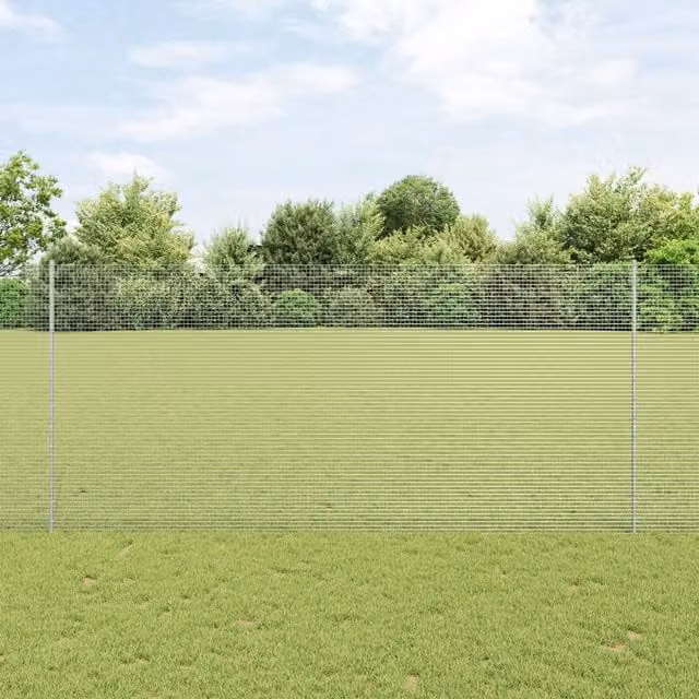 Berkfield Home Galvanised Steel Welded Wire Fence with 10 U-Profile Posts, Silver, W: 140 cm, L: 10 m