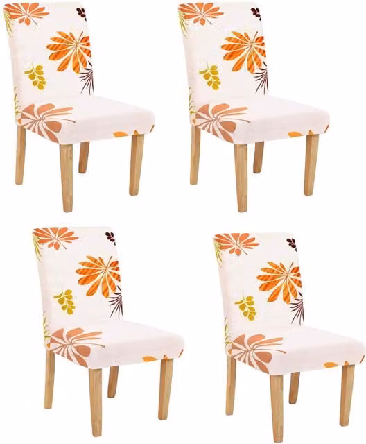 Roseley Floral Stretch Dining Chair Covers, Set of 4, Orange and Multicolour