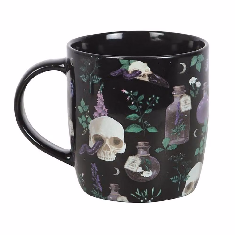Uniqueful Venom & Vines Floral Print Ceramic Mug, Multicolour and Black, 350ml – 2