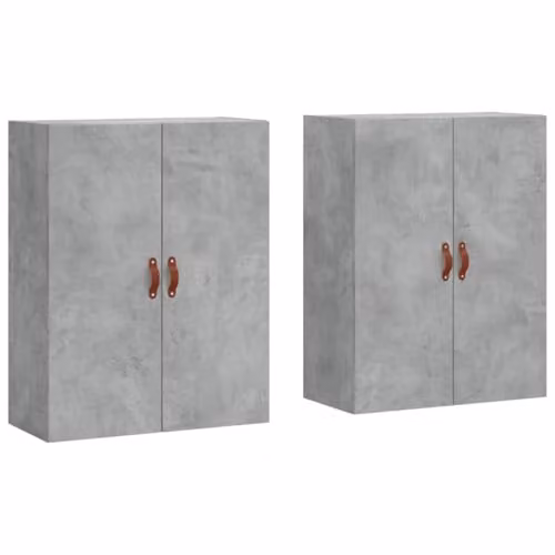 vidaXL Set of 2 Wall Mounted Cabinets in Matt Concrete Grey, W/D/H: 69.5 x 34 x 90 cm – 1