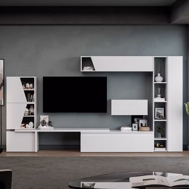 Decorotika Baku Wall Mounted Entertainment Center in High Gloss White