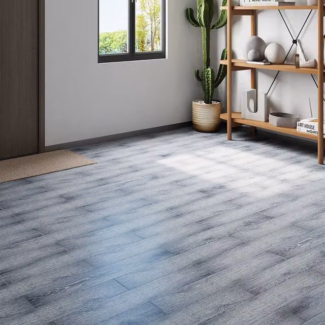 Livingandhome 36-Piece Self-Adhesive Wood-Look PVC Flooring Planks in Blue