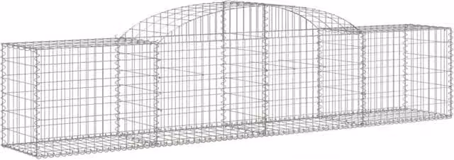Berkfield Home Decorative Arched Gabion Baskets, 2 Piece Set, Silver Galvanised Steel, W/D/H: 300 x 50 x 60/80 cm
