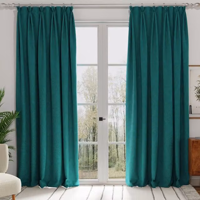 Terrys Turin Made to Measure Velvet Fabric Panel Curtain in Petrol