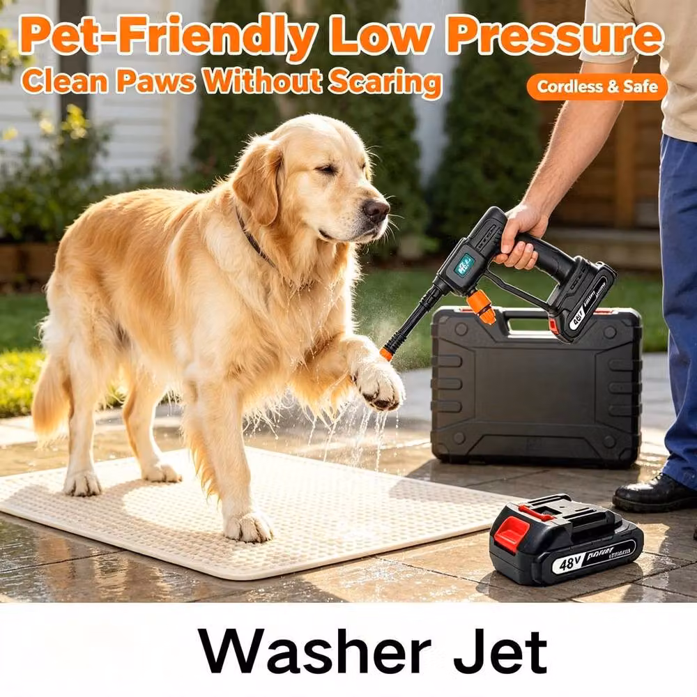 FLAVORA 48V Cordless Jet Washer with 2 Rechargeable Batteries in Grey – 5