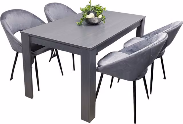 Kosy Koala Modern Rectangular Dining Room Set with 4 Grey Velvet Chairs
