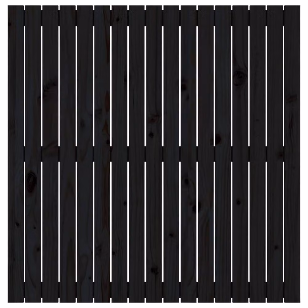 Berkfield Home Black Solid Wood Pine Wall Headboard, W: 108 cm, D: 3 cm, H: 110 cm – 4