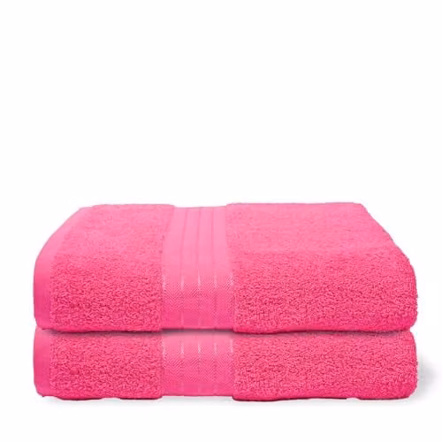 OHS 2 Pack of Pink 100% Cotton Fluffy and Quick Drying Hand Towels, W/D/H: 50 x 50 x 50 cm – 1