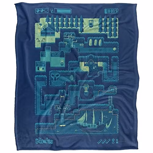 Goonies 8 Bit Silky Touch Super Soft Throw Blanket, White, W/D/H: 152 x 127 cm