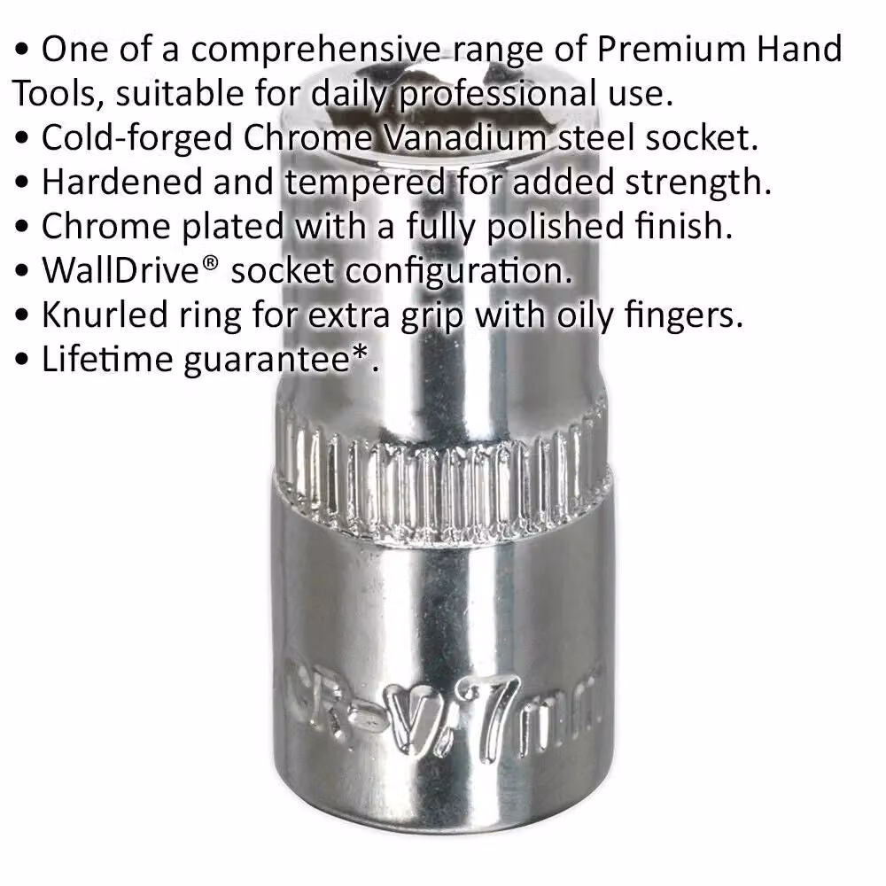 Loops 7mm Forged Steel Drive Socket 1/4 inch Square Drive in Silver Chrome Vanadium – 2