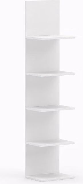KORVIXA White Vertical Floating Shelf Unit, Industrial Wall Mounted Wooden and Metal Design, W/H: 100 x 100 cm