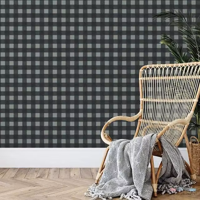 Galerie Global Fusion Tartan Check Wallpaper in Grey