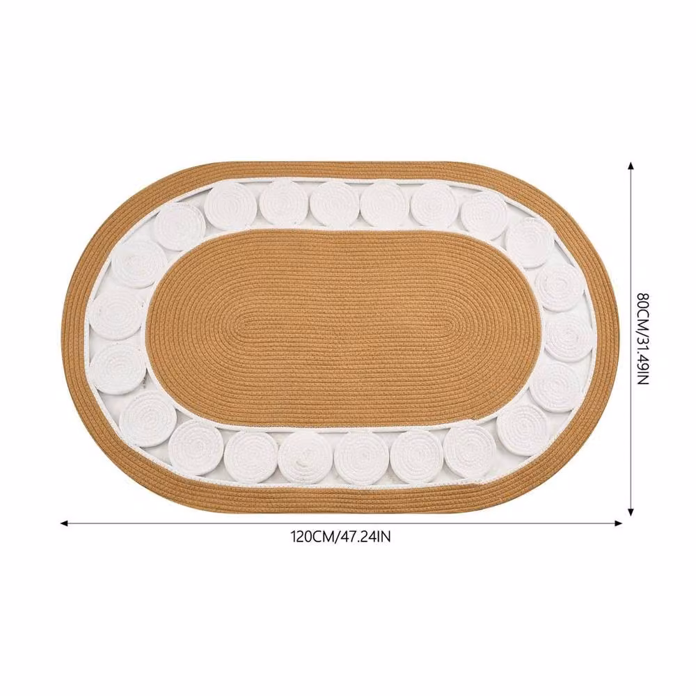 EONLION Brown Jute Look Braided Woven Door Mat, W: 80 cm, D: 120 cm – 2