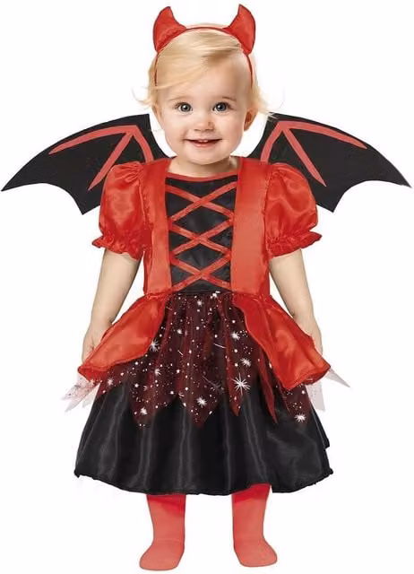 Fiestas Guirca Baby Devil Costume Set in Red, Black and Multicolour