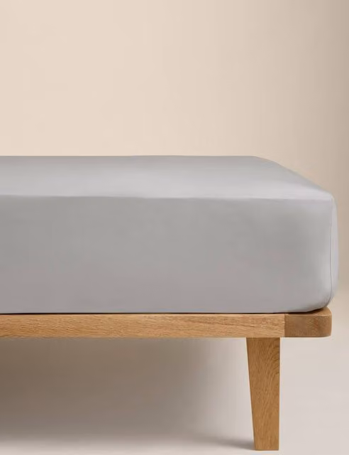M&S Egyptian Cotton 230 Thread Count Extra Deep Fitted Sheet in Grey Percale