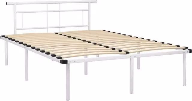 Berkfield Home White Metal Bed Frame W/D/H: 140 x 200 cm