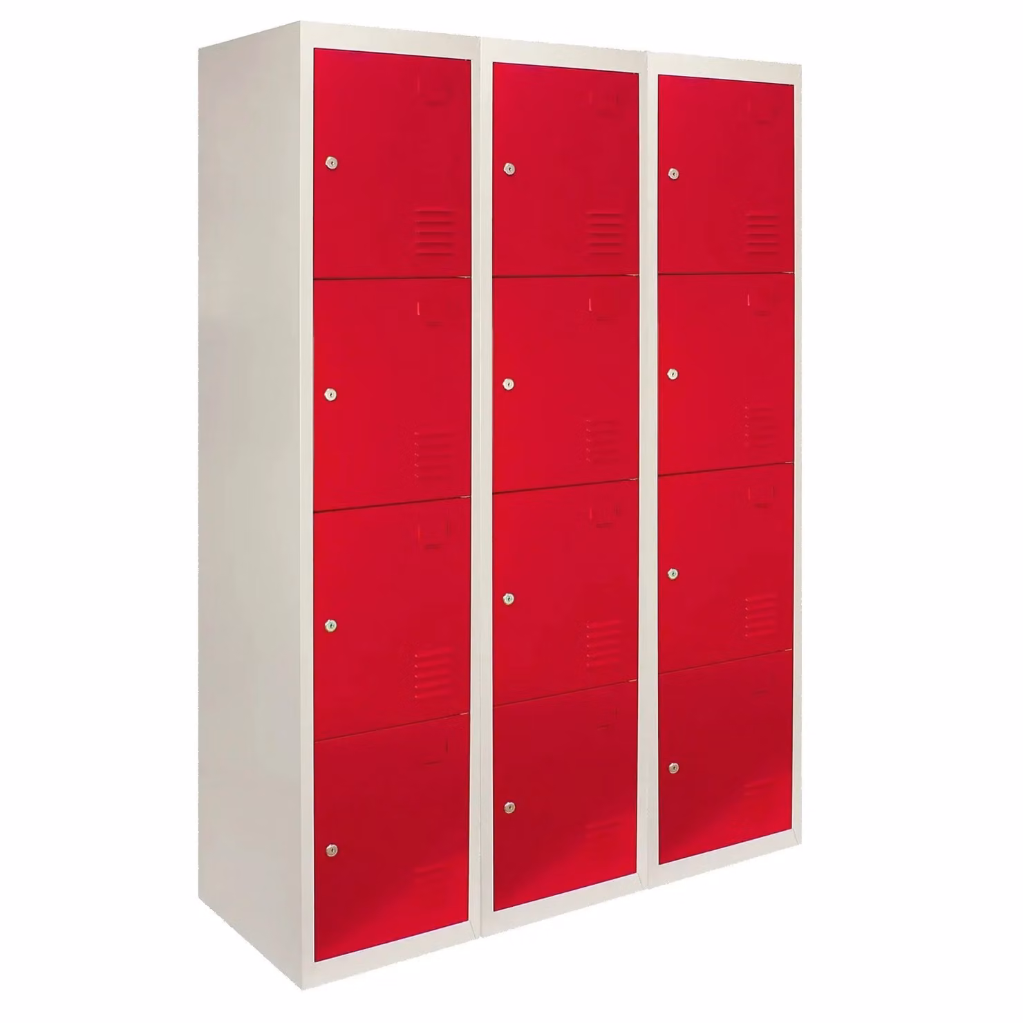 Monstershop 3 x Metal Storage Lockers with Four Hinged Doors, Red – 2