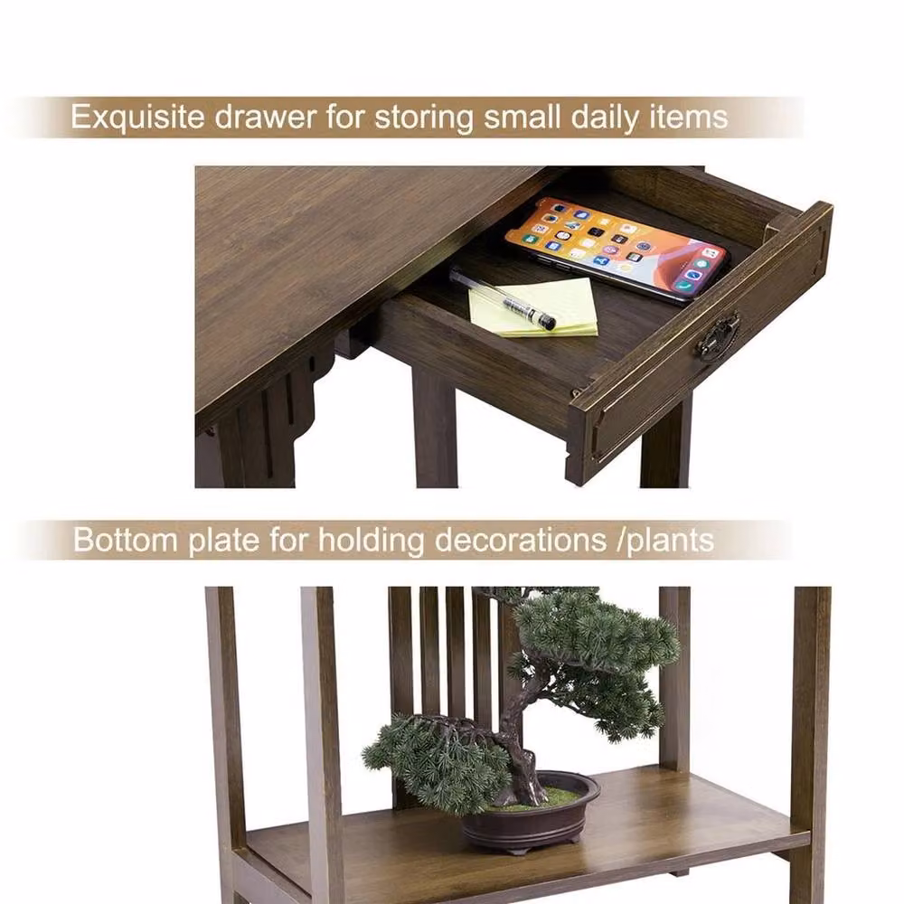 FLAVORA Large Wooden Hallway Console Table in Brown – 5